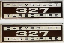 CHEVROLET 327 TURBO-FIRE VALVE COVER DECAL OEM EMBOSSED ALUMINUM (PAIR)