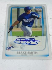 2011 Bowman Chrome Prospect Autographs Dodgers Baseball Card #BCP91 Blake Smith