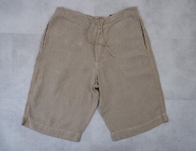 Nigel Hall Herren 100% Leinen Shorts Größe M Medium Beige Chino Tadellos