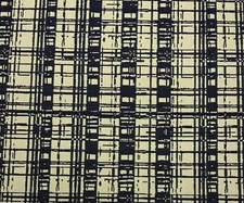 SUNBRELLA MODERN GEO CREAM & NAVY BLUE OUTDOOR INDOOR JACQUARD FABRIC BTY 54"W