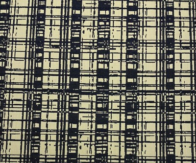 SUNBRELLA MODERN GEO CREAM & NAVY BLUE OUTDOOR INDOOR JACQUARD FABRIC BTY 54''W