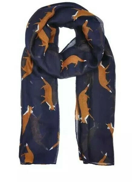 Fox Print Scarf Large Size Fashionable Cute Foxes Animal Printed Women Wrap By L