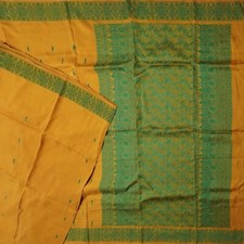 Vintage Mustard Brown Sarees 100 Pure Silk Handwoven Sari 6YD Craft Fabric