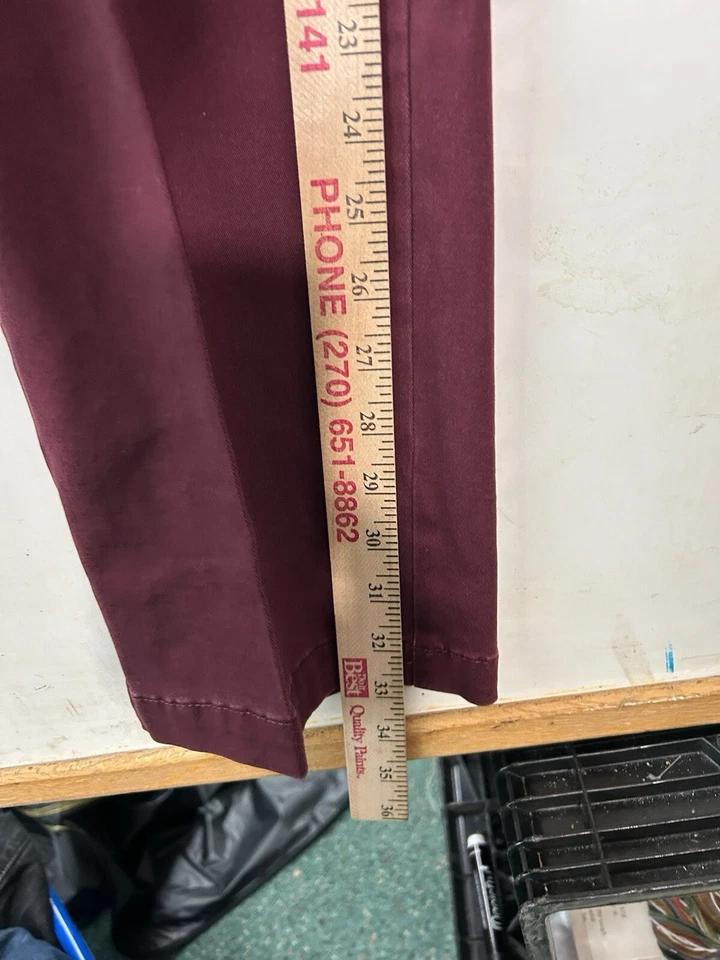 IZOD Men's Saltwater Stretch Flat Front Slim Fit Chino Pant Size 36X34 Burgundy - Image 4 of 4