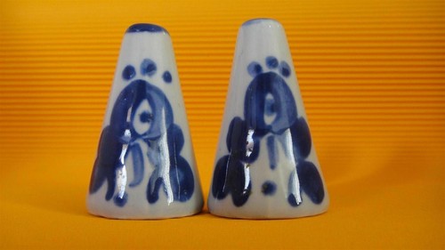 LAPID לפיד VINTAGE BLAU & WEISS KERAMIK PORZELLAN SALZ & PFEFFERSTREUER ISRAEL - Bild 3 von 12