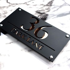 Black Copper Laser Cut Door Address Plaque House Numbers Sign Personalised Signs