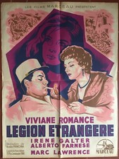 Manifesto LEGIONE STRANIERA Alberto Farnese VIVIANE ROMANCE Algeria 60x80cm 1953