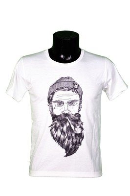 BART T-SHIRT - HIPSTER - MARINE - BEARDED MAN - DRAWING - ILLUSTRATION GRÖSSE S