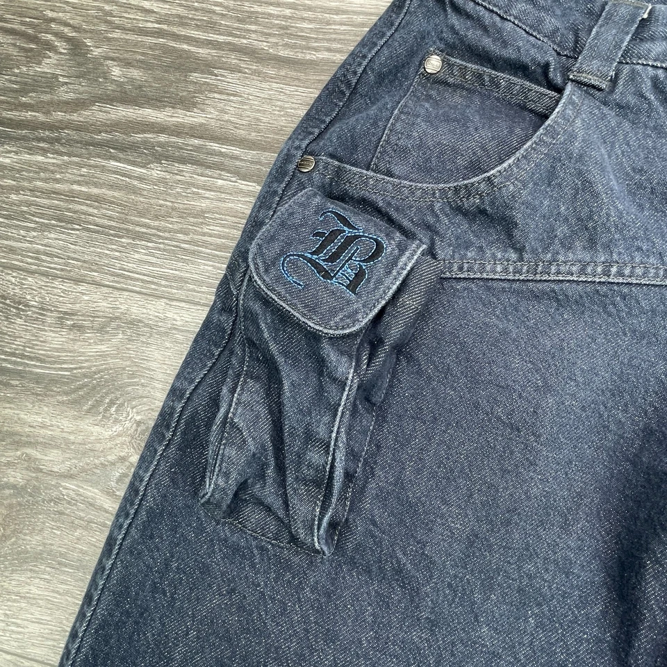 Jeans Boss IG Design Para Hombres 34 Azul Pierna Ancha Súper Sueltos Patinador De Colección Estilo JNCO Foto 3 de 4