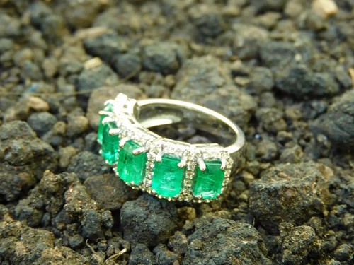 2.50 Ct Emerald Cut Natural Emerald Diamond Engagement Ring 14K White Gold Sz AL - Picture 2 of 7