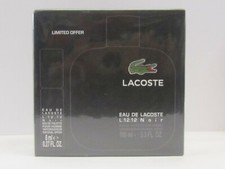 Eau De Lacoste L.12.12 Noir For Men Set 3.3 oz  0.27 oz Eau de Toilette Spray