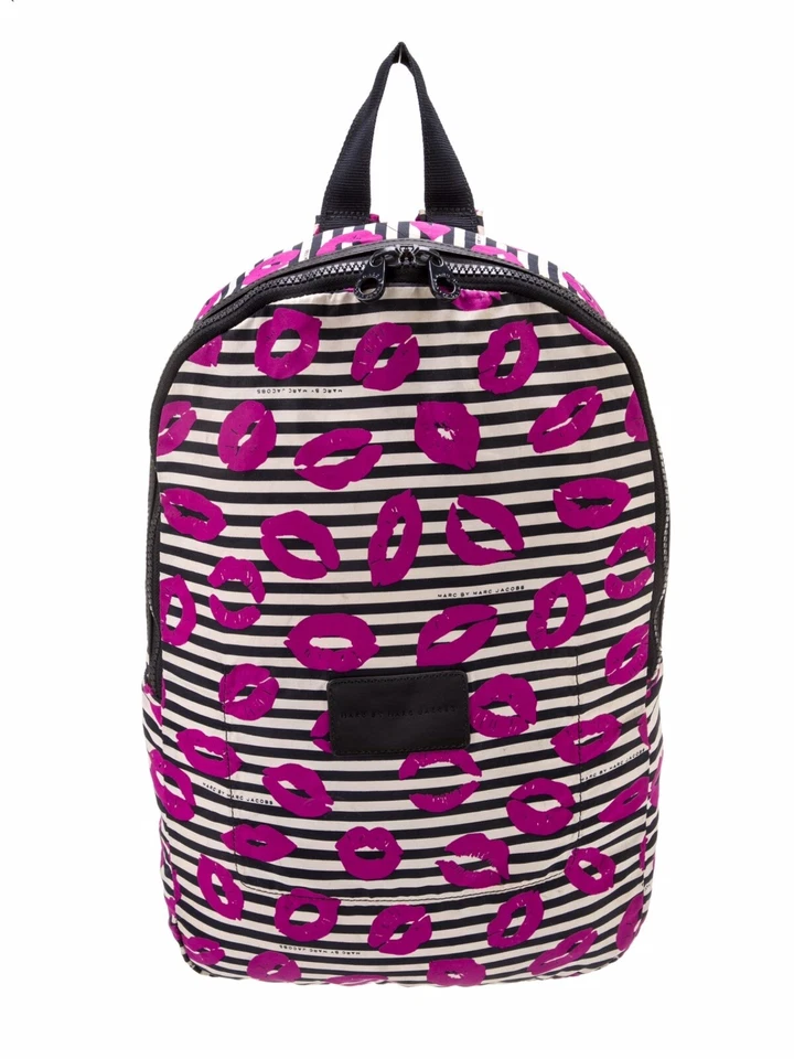 Mochila de nailon con estampado de labios y rayas Marc By Marc Jacobs rara en muy buen estado 66