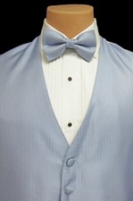 Men's Periwinkle Blue Tuxedo Vest with Bow Tie Herringbone Pattern Size ML Tall