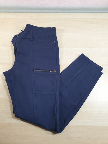 White House Black Market The Skimmer Blue Skinny Trousers Zips Size UK 12 /US 8