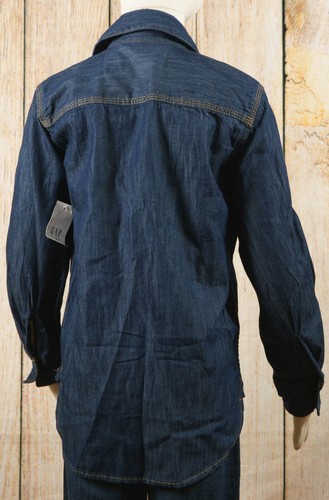 NWT GAP Kids Long Sleeve Button Down Lined Denim Shirt Dark Wash - 835092 - Picture 3 of 5