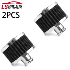 2Pcs Black 1" Push In Vent Filter for Valve Cover 1" Extra Flow Breather US
