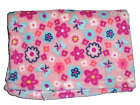 Baby Gear Pink Flower Butterfly Blanket Aqua Navy Blue Orange White 30x40" Euc