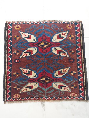Antique Square Rare Motif Carpet Rug, Mysterious Flower Rug, Handmade Decor Rug