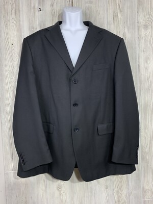 Giorgio Fiorelli Suit Jacket Sport Coat Mens 48 R Black Super 150s EUC