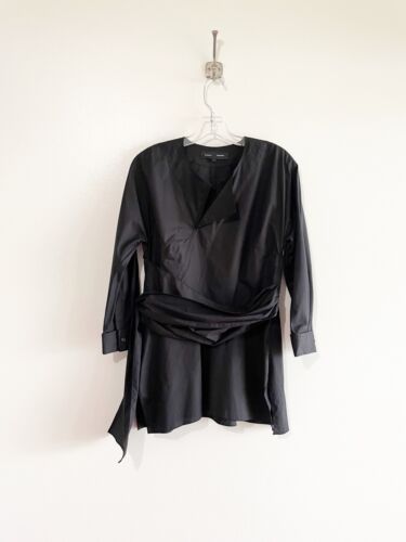 Proenza Schouler black blouse wrap tie waist size… - image 1