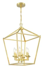Pia Ricco 6-Light Soft Gold Lantern Drum Chandelier Light Fixture