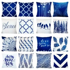 16x16" PILLOW COVERS Navy Blue Velvet Home Decor Premium Decorative Cushion Case