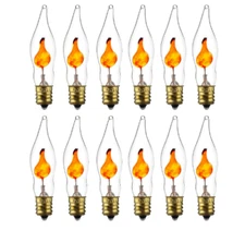 12 Flicker Flame Light Bulb 3W Edison E12 Candelabra Base Flickering Orange Glow