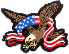 US Flag Banner Screaming Eagle Center Back Patch for Biker Vest