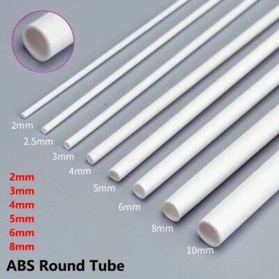 2mm-8mm White ABS Round Hollow Tube Styrene Plastic Pipe DIY Model Crafts 250mm - Image 1 of 4
