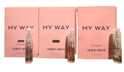 Set of 3 x Giorgio Armani My Way EDP Intense Parfum Sample Spray Vials 1.2 ml ea