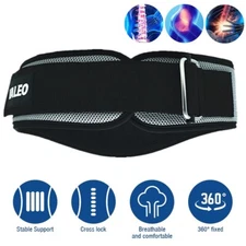 Heavy Duty Adjustable Lumbar Support Lower Waist Back Belt Brace Gym Pain Relief