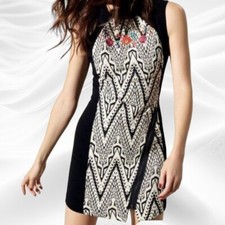 DESIGUAL Oregon Woven Sleeveless Embroidered Midi Dress Size Small
