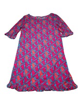 VTG Lilly Pulitzer Girls Sheath 3/4 Sleeve Dress Pink Blue Seahorse Print Sz 12