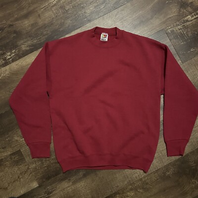 Vintage 90s Fruit Of The Loom BesT Red Blank Crewneck Sweatshirt Men s Large