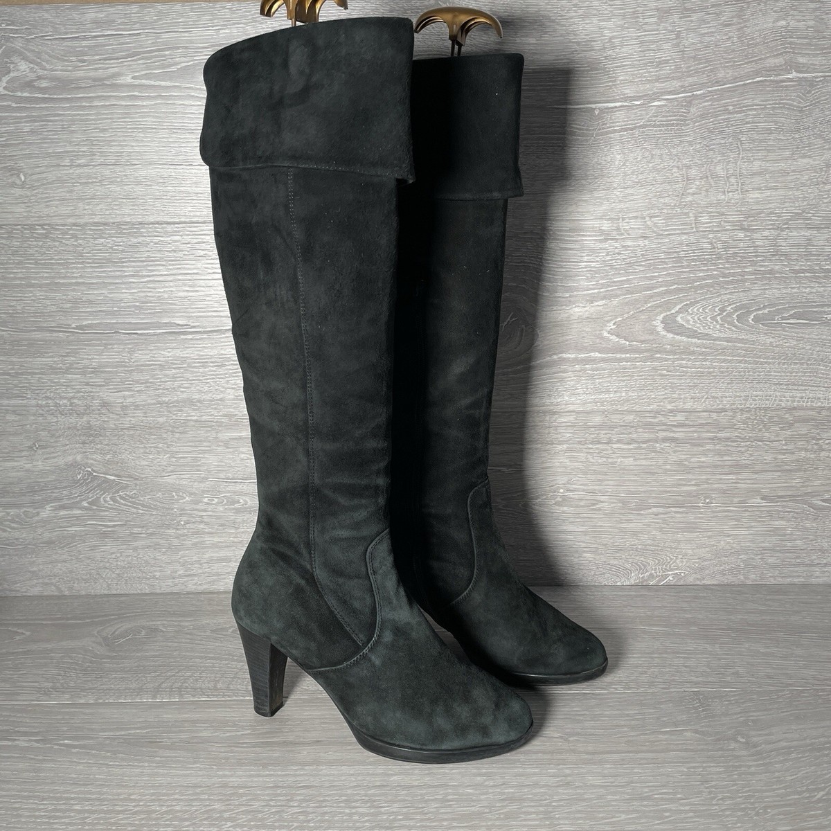 Gabor Black Suede Calf Length Boots Gabor Boots Black Womens Uk EU