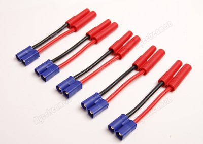 Lot(5) Male EC3 to 4mm 4.0mm Bullet Connector Wiring 14AWG for RC HXT Accessory