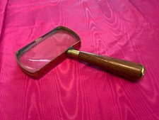 Vintage Hand Held Magnifier Glass With Wooden Handle - 7 1/2  L x 3  W