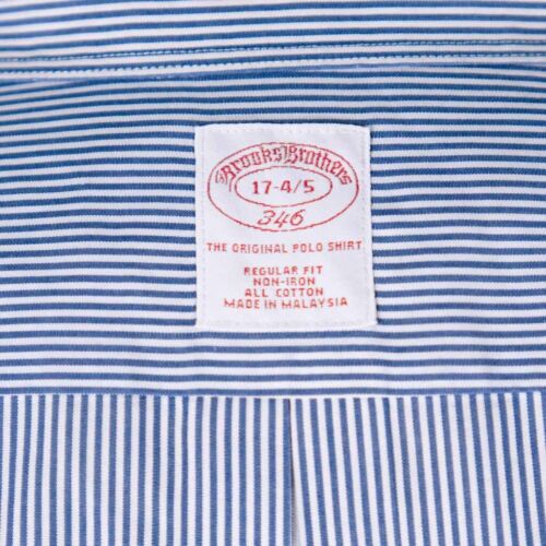 Camicia uomo Brooks Brothers elegante con bottoni blu bianca a righe non ferro 17 34/35 - Foto 2 di 8