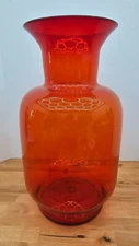Vintage MCM Blenko Glass 7048 Architectural Floor Vase 20” In Tangerine W/label