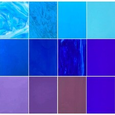Fusible Stained Glass Sheets Blue Purple COE 96 Fused Glass Supplies 12 Sheets