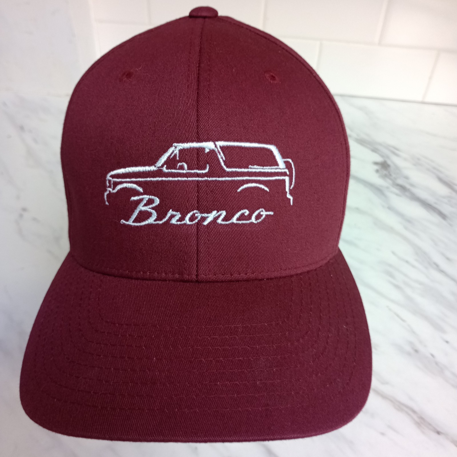 Ford Bronco Flexfit Adjustable Ball Cap Hat Burgundy Preowned Cleaned