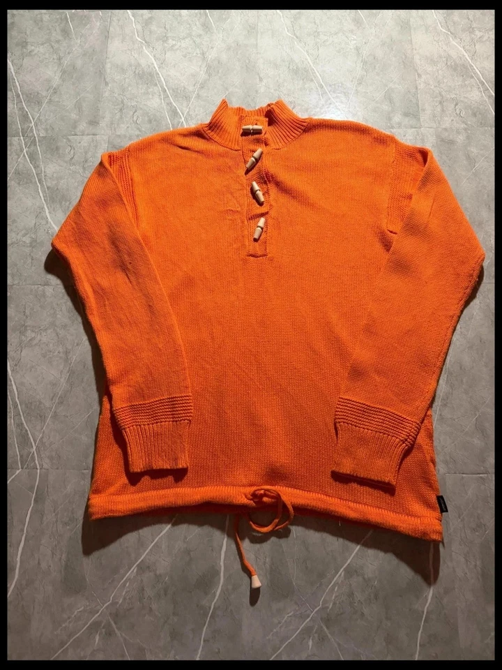 Pull Ralph Lauren Lauren Orange, Col Camionneur Boutons Bois, Coton #MLRLT1 - Photo 1/4