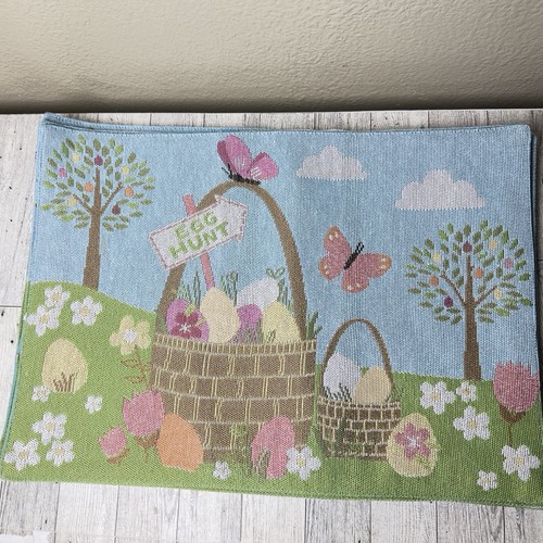 Easter Bunny Egg Hunt  Basket Pastel Placemats Set Of 4