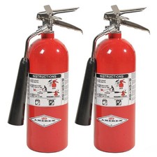 Amerex 322 5lb CO2 Fire Extinguisher with Brass Valve, Wall Hanger - 2 Pack