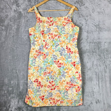 Ann Taylor LOFT Yellow Floral Sleeveless Dress Preppy Boho Cottagecore Size 14P