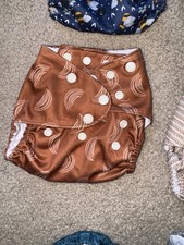 Teddy Tails brown rainbow pocket diaper OS 367 