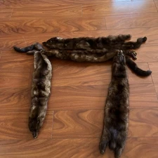 Vintage Real Mink Fur Collar Wrap Stole - 4 Full Pelts - READ