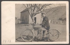 1912 Los Angeles RPO Harley Davidson Motorcycle antique RPPC PostCard Real Photo