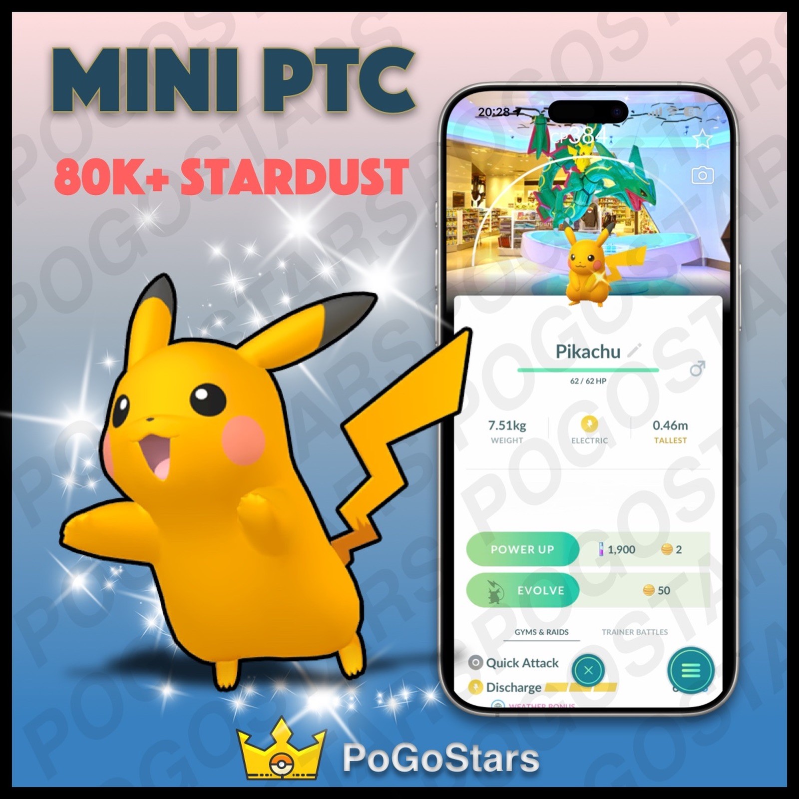 Pokémon PTC GO - Shiny Pikachu - Pokemon Center Skytree Town✨Special Background✨