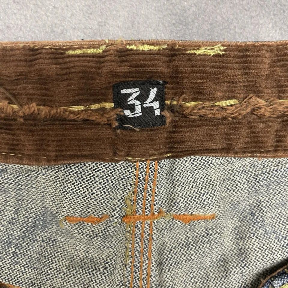 复古 90 年代生锈冲浪牛仔裤宽松 Y2K 男式 34x34 蓝色深水洗 — 第 2/4 张图片